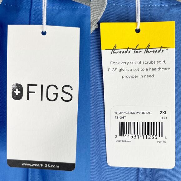 Figs Basic High Waisted Livingston Scrub Pants 2XLT XXL/T T21003T Ceil Blue New - Picture 8 of 12
